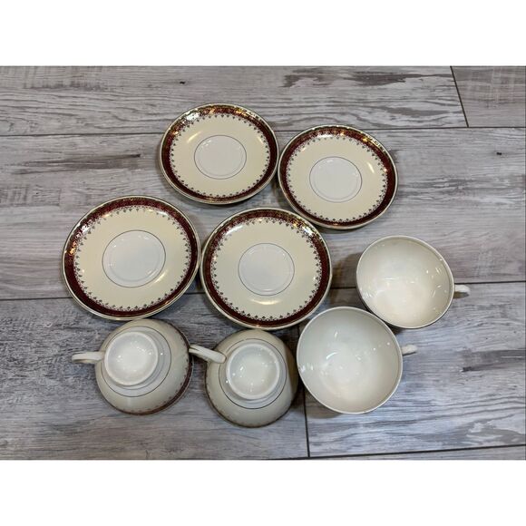 Homer Laughlin Georgian Eggshell Vintage Tea Cups and Saucers 8pc set - Picture 4 of 12